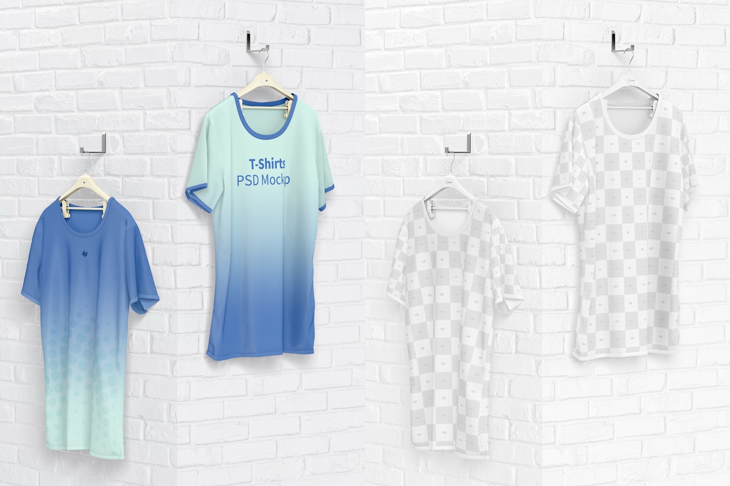 Hanging T-Shirts Mockup, Perspective View