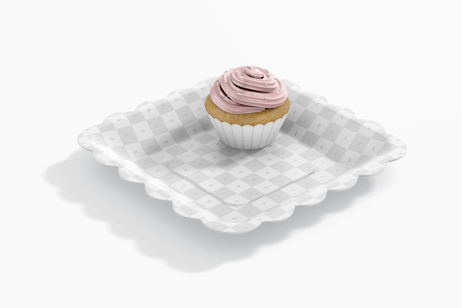 Square Paper Plate Mockup, Left View