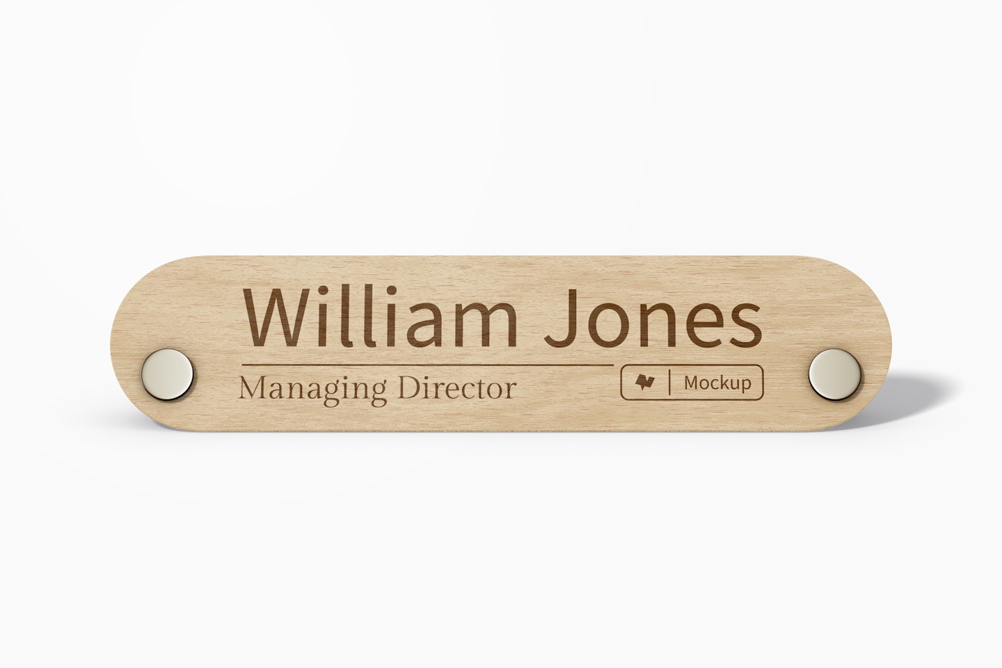Round Desk Name Plate Mockup, Front View