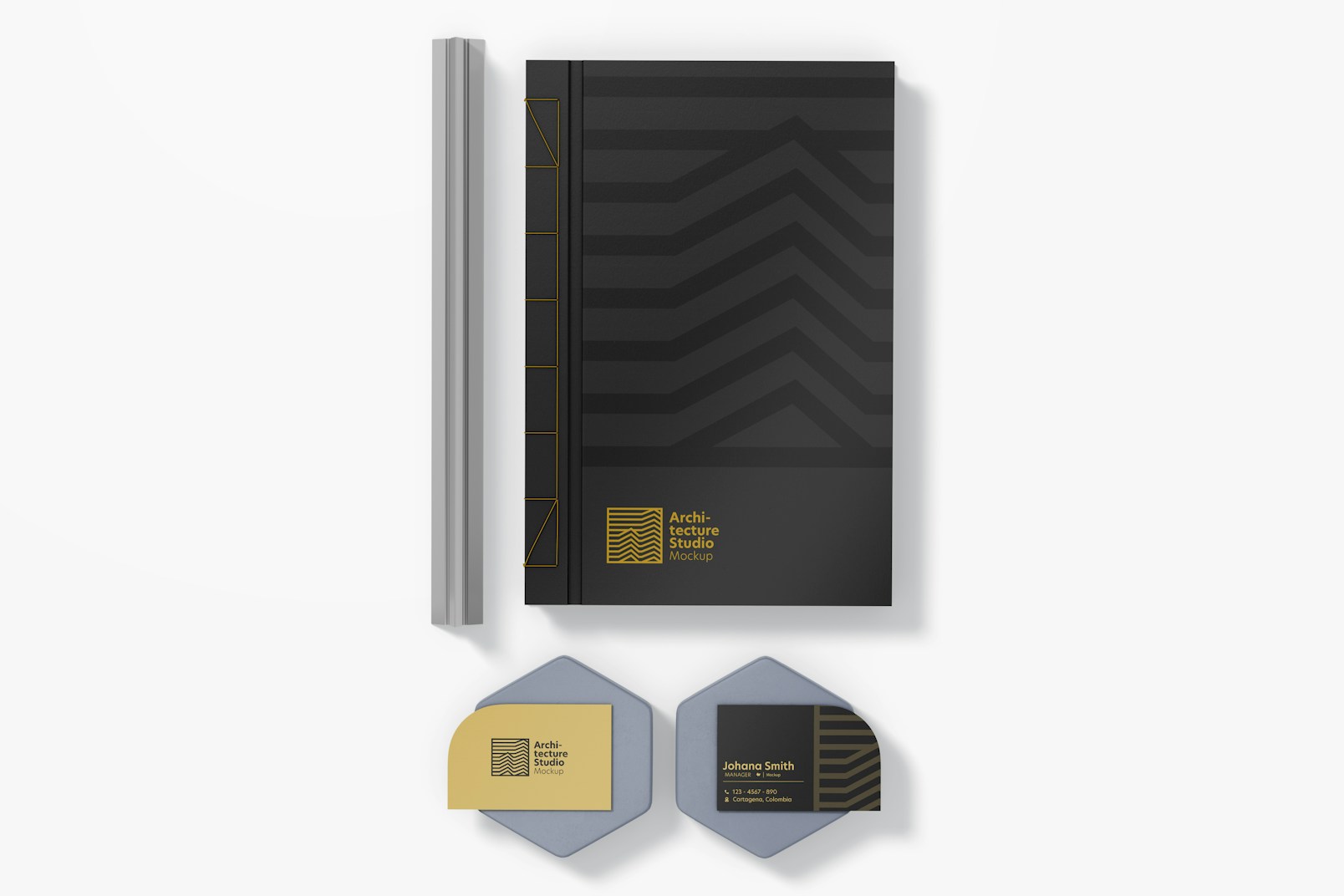 Architecture Studio Stationery Mockup, Top View