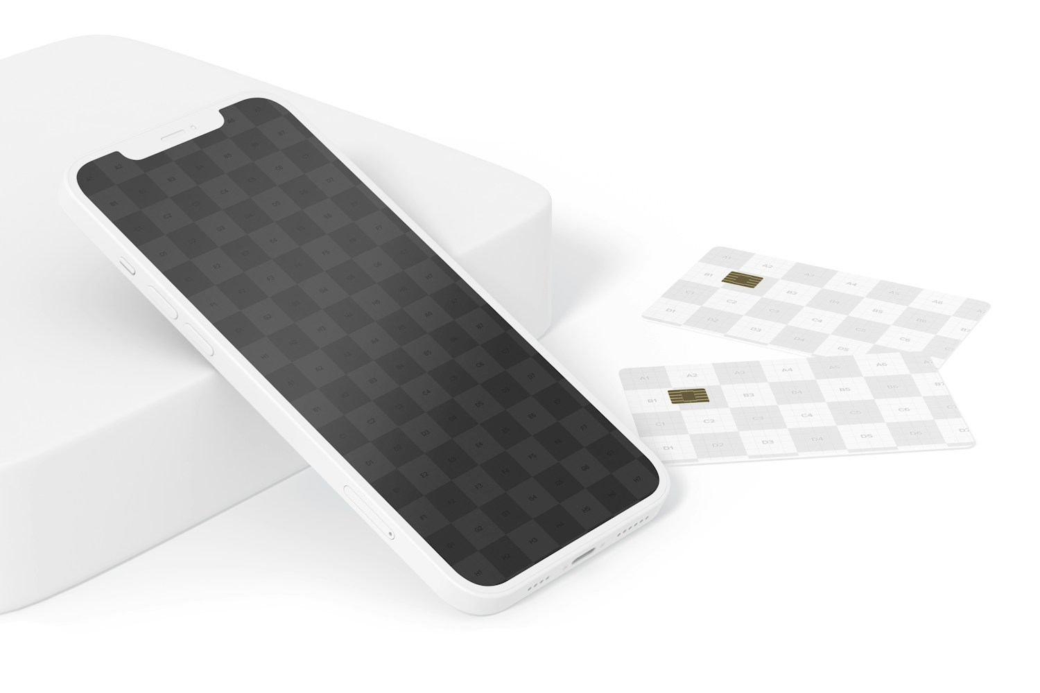 Smartphone with Credit Card Mockup, Perspective