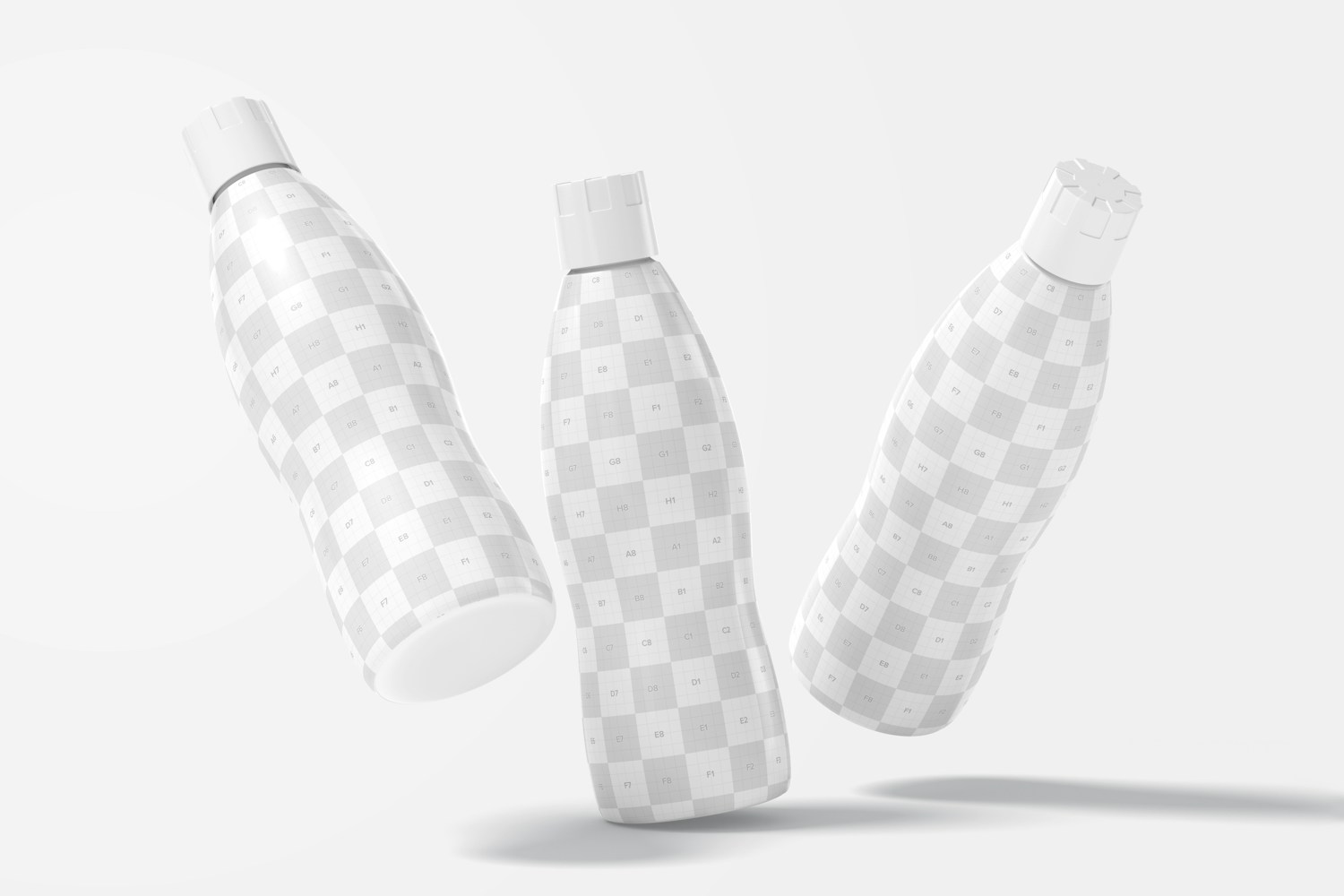 Maqueta de Botellas de 32 oz para Yogurt, Cayendo Maqueta de Botellas de 32 oz para Yogurt, Cayendo