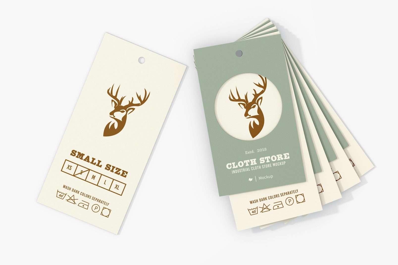 Double Clothing Label Mockup, Stacked