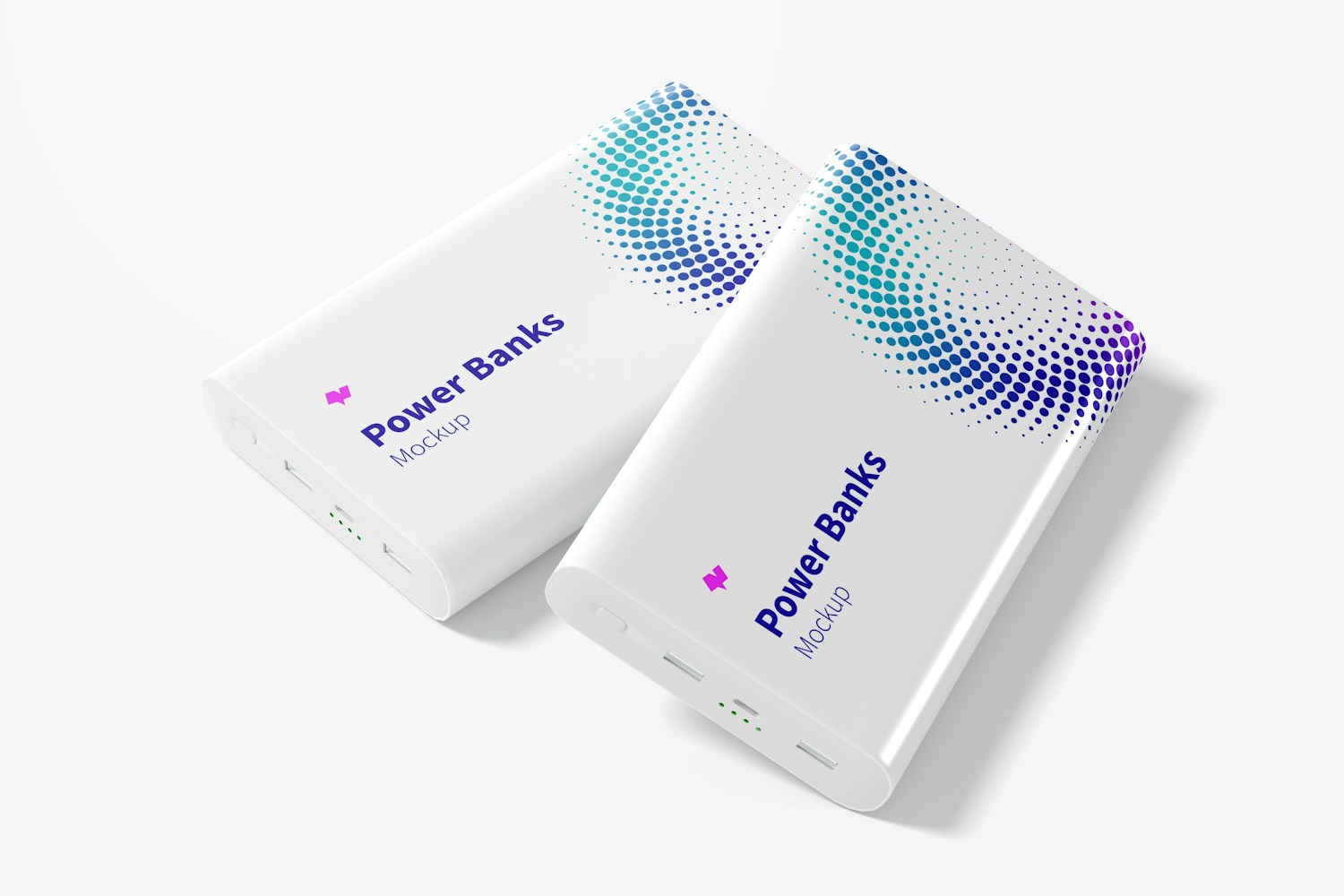 Rectangular Power Banks Mockup, Perspective View Rectangular Power Banks Mockup, Perspective View