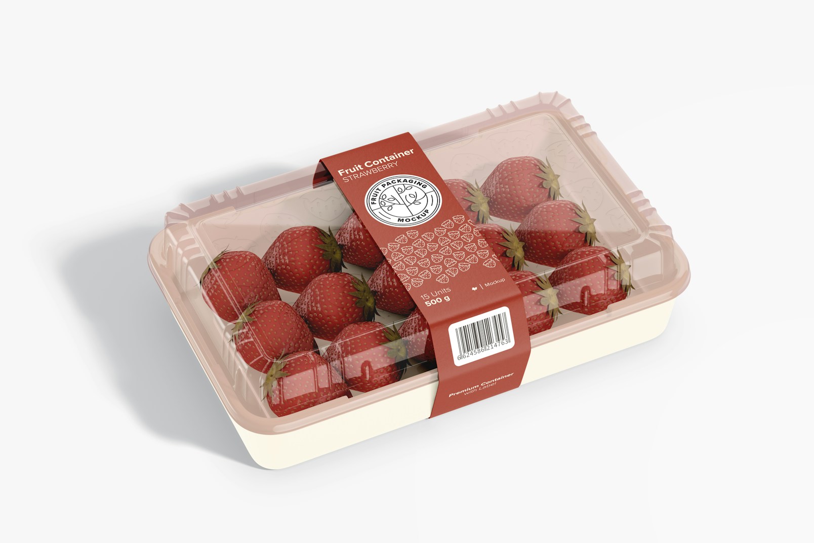 Fruit Container with Label Mockup, Perspective