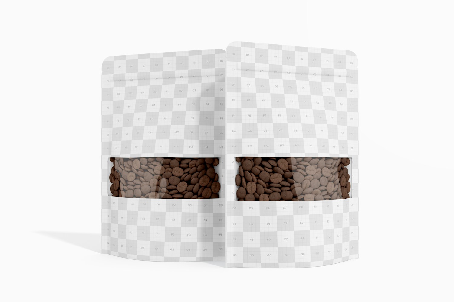 Coffee Pouch Bags Mockup, Left and Right View