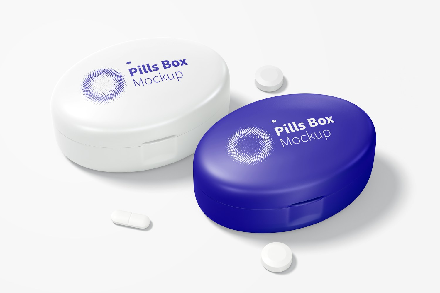 Oval Pills Boxes Mockup