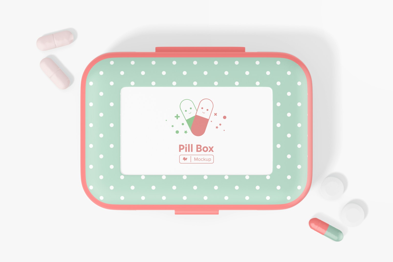 Double Sided Pill Box Mockup, Top View