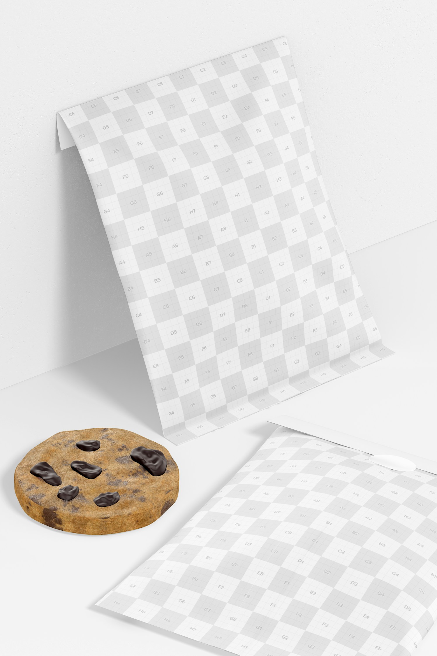 Cookie Paper Bag Mockup, Leaned Cookie Paper Bag Mockup, Leaned