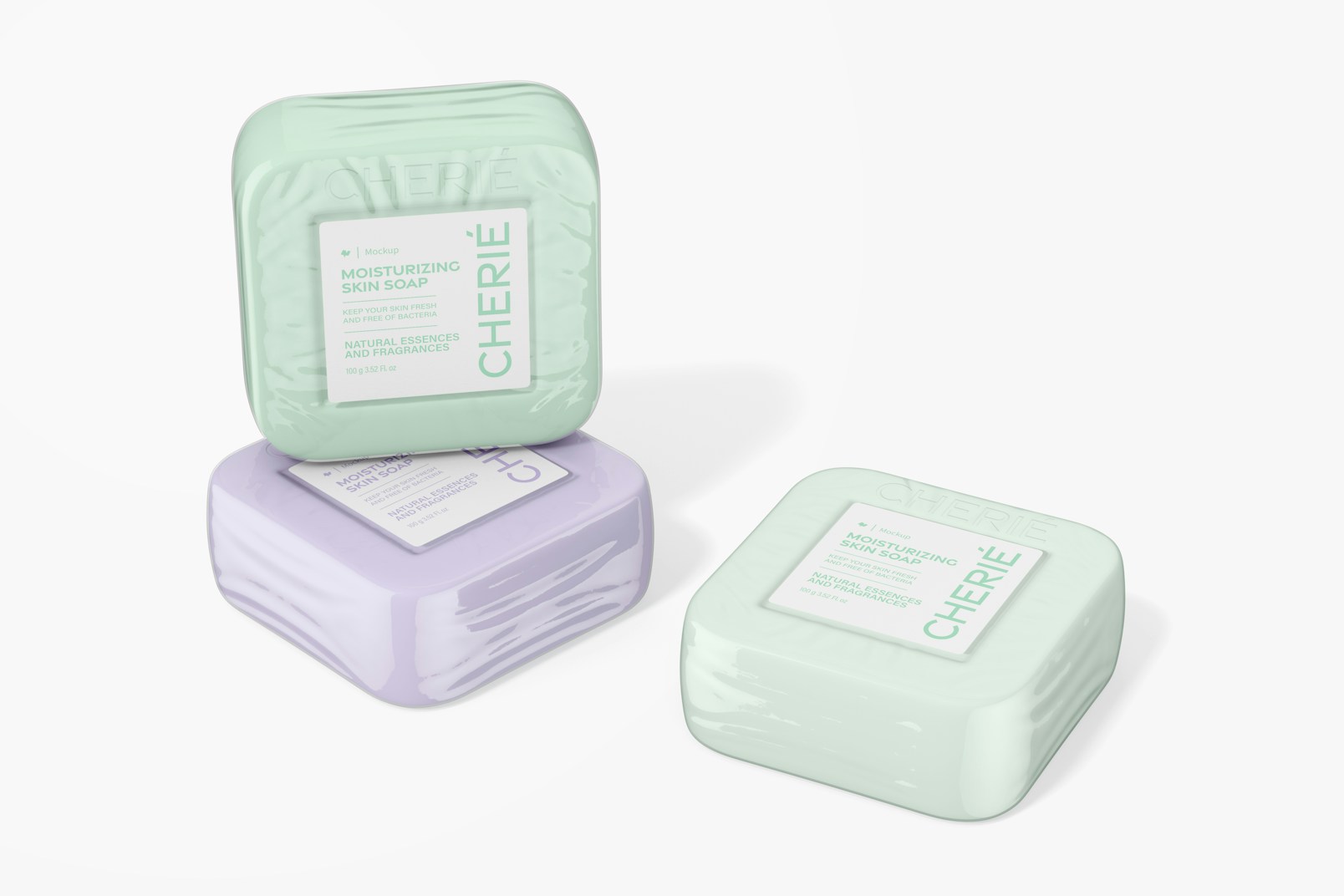 Square Soaps Mockup, Standing