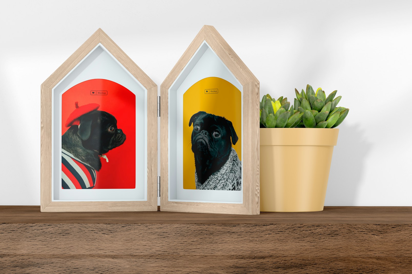 House Shape Photo Frame Mockup, Right View