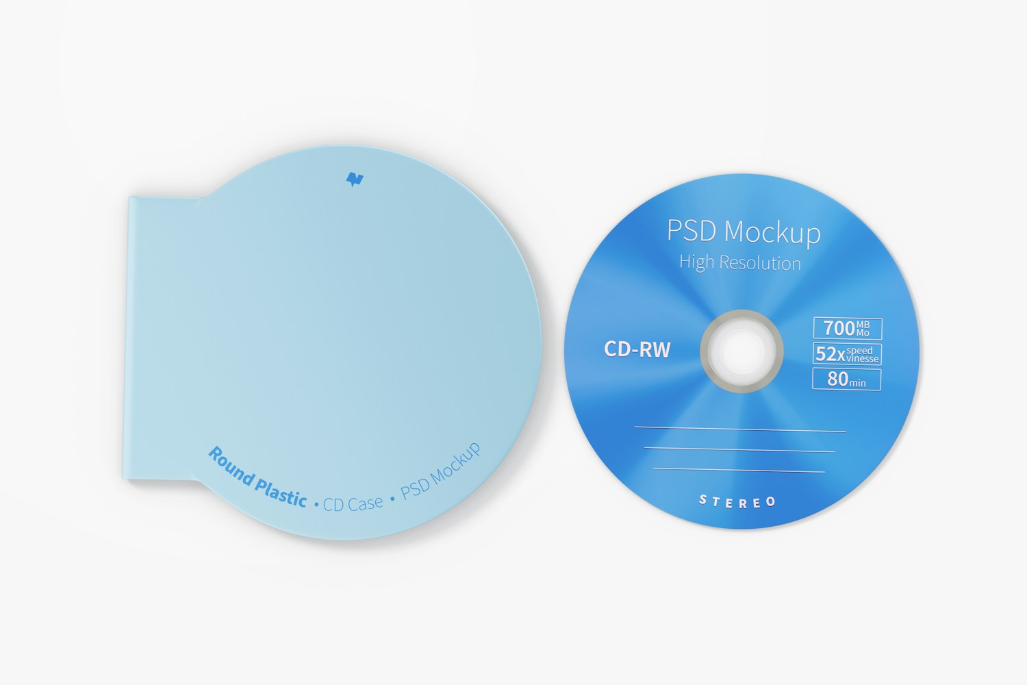 Round Plastic CD Case Mockup, Top View