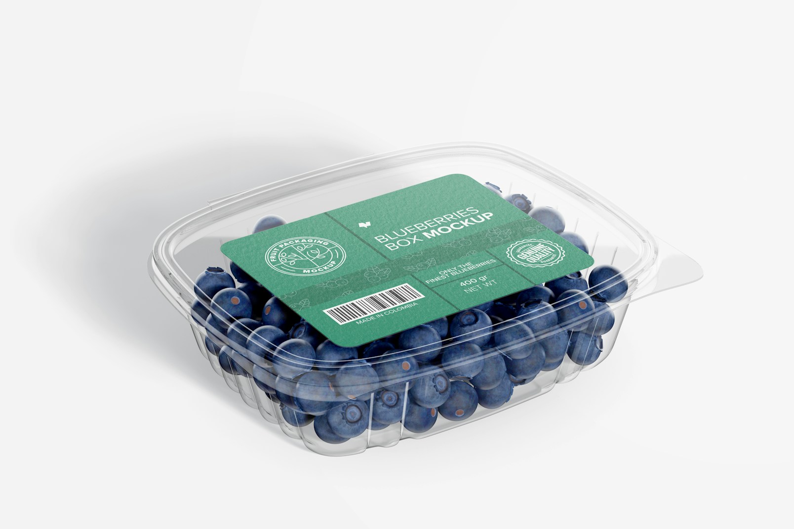 Blueberries Box Mockup, Perspective