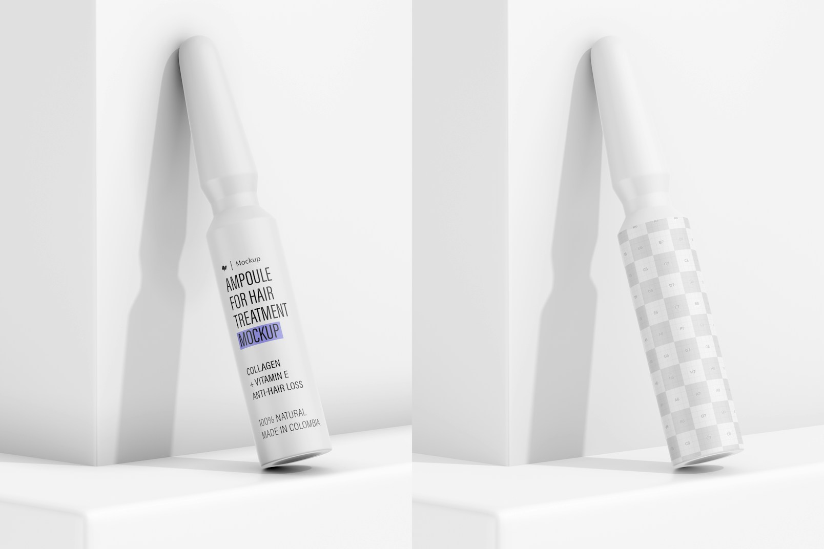 Ampoule for Hair Treatment Mockup, Leaned