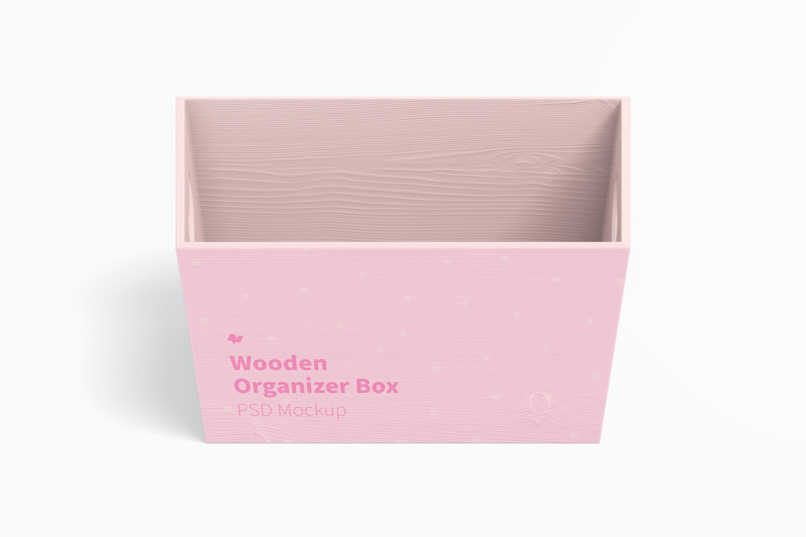 Wooden Organizer Box Mockup, Isometric Front View