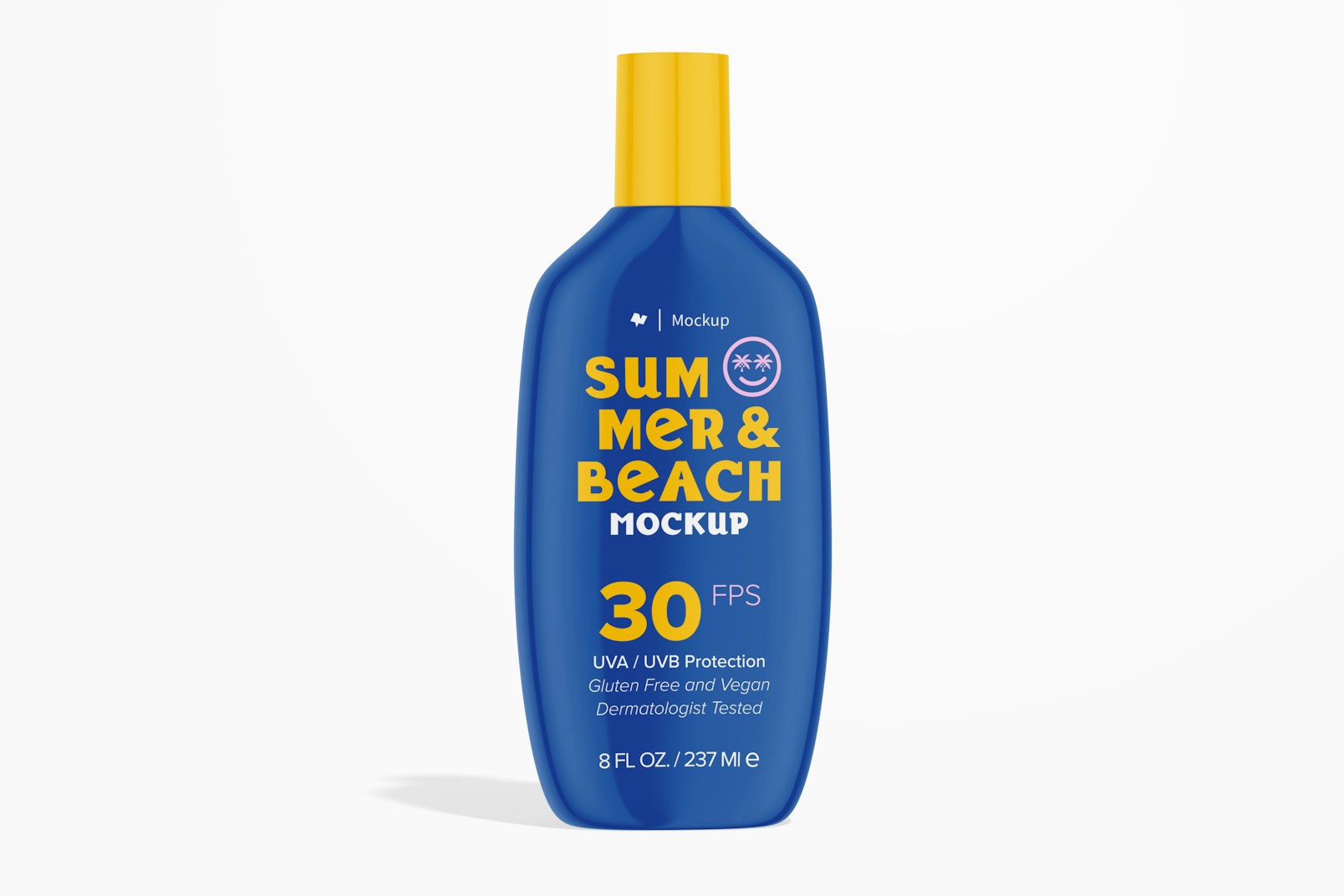 Beach Sunscreen Bottle Mockup, Front View