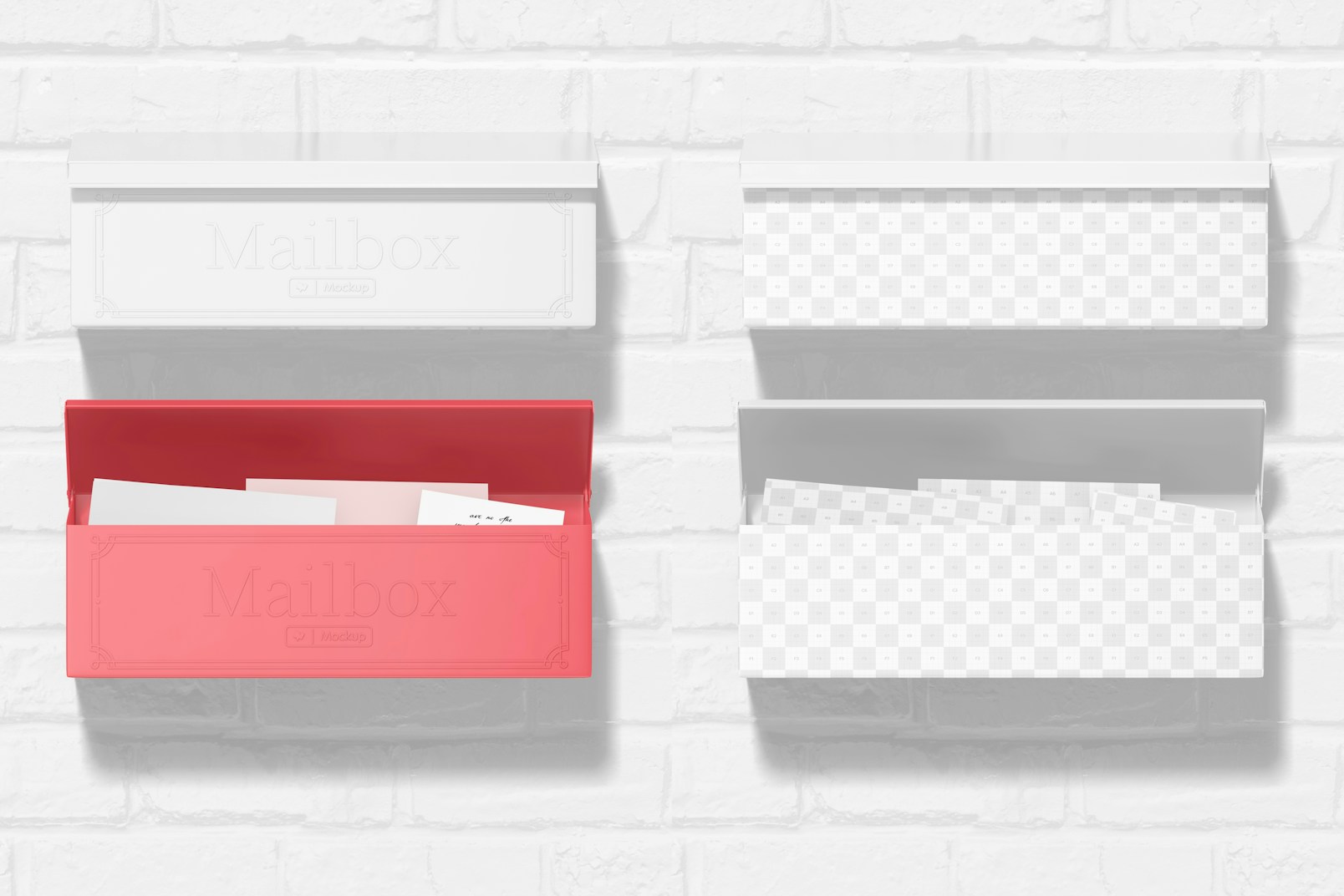 Small Mailboxes Mockup, Front View