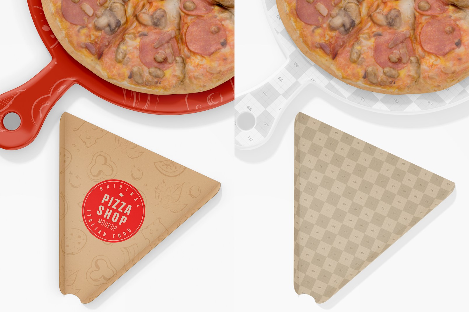 Maqueta de Plato de Papel para Porción de Pizza, Vista Superior