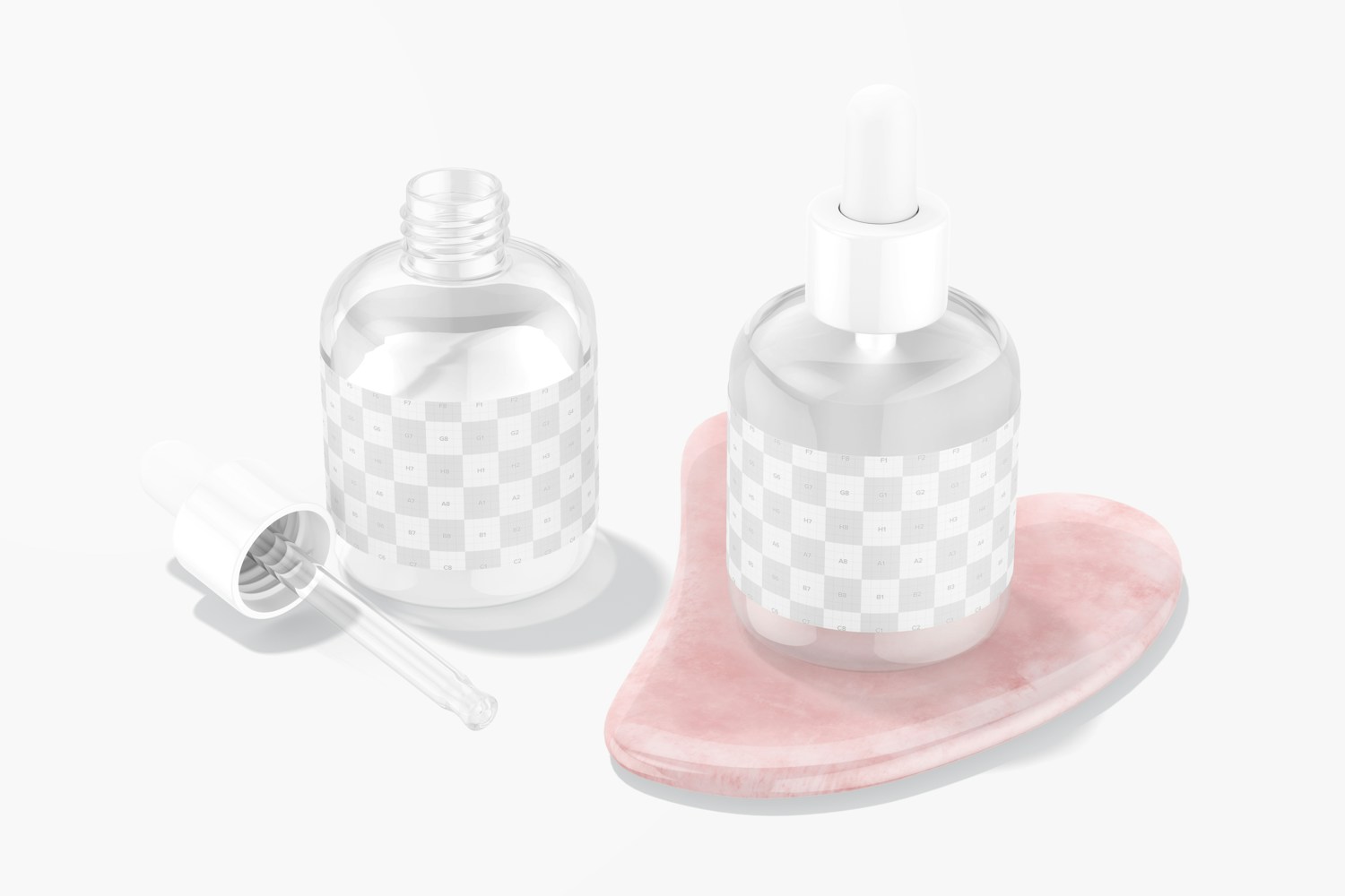 Stubby Serum Bottles with Dropper Mockup, with Quartz Stone