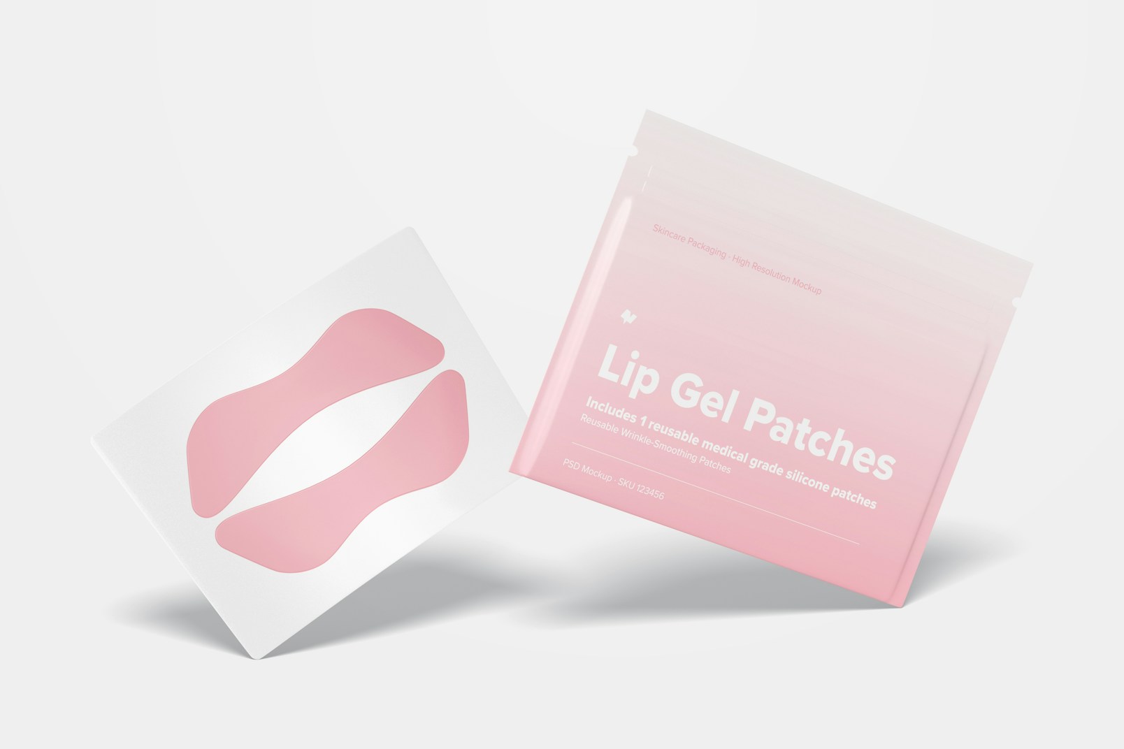 Lip Gel Patches Packaging Mockup, Leaned