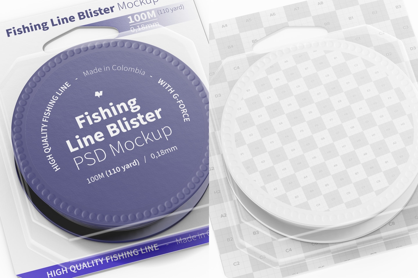 Fishing Line Blister Mockup, Close Up