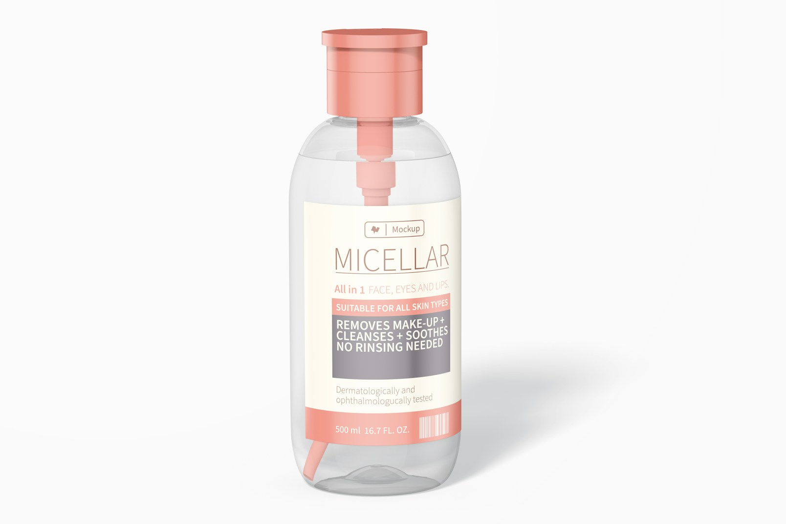 Micellar Water Bottle Mockup, Front View