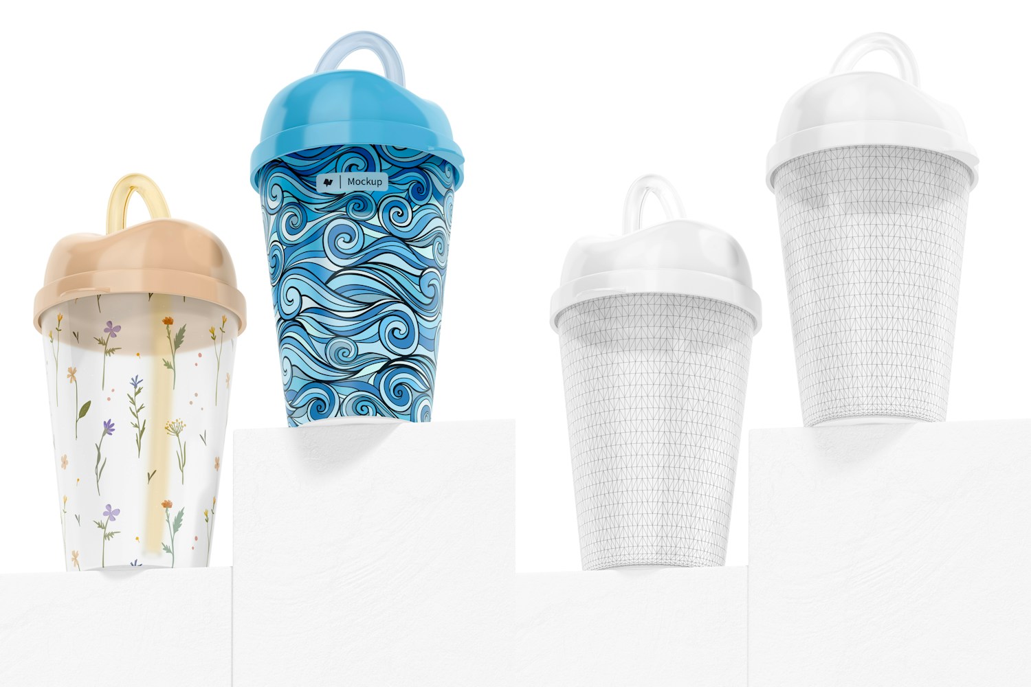 Glass with Reusable Straw Mockup, Low Angle View Glass with Reusable Straw Mockup, Low Angle View