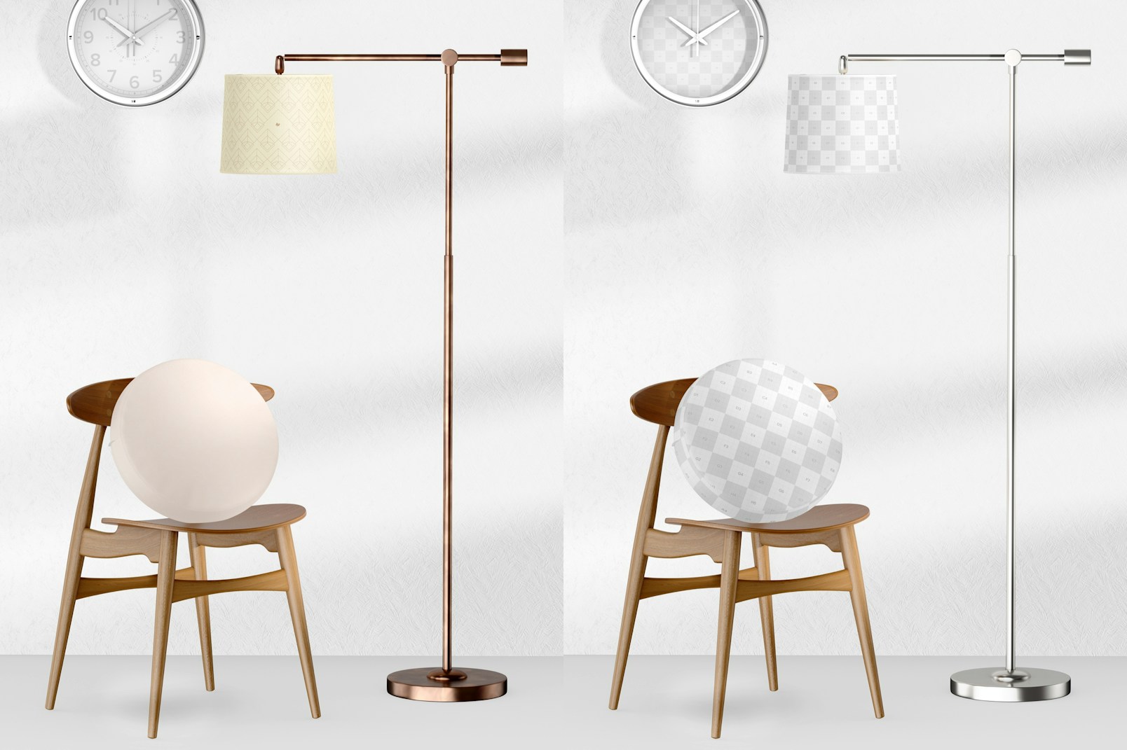Cooper Standing Lamp with Clock Mockup