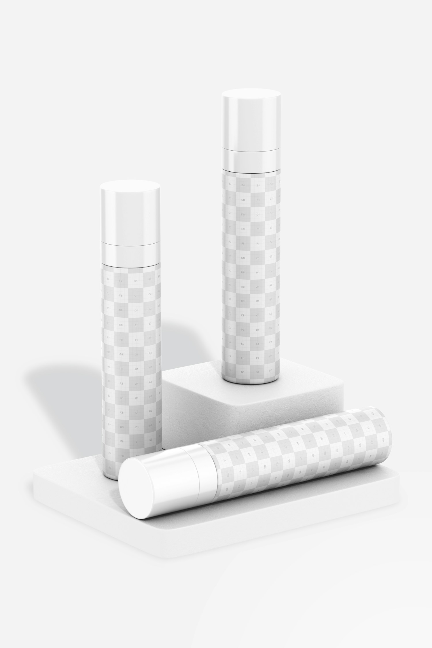 Facial Sunscreen Spray Bottles Mockup, Standing and Dropped