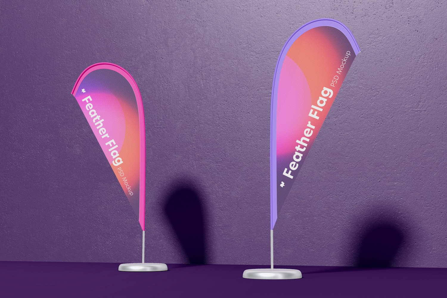 Feather Flag Banners Mockup, Perspective