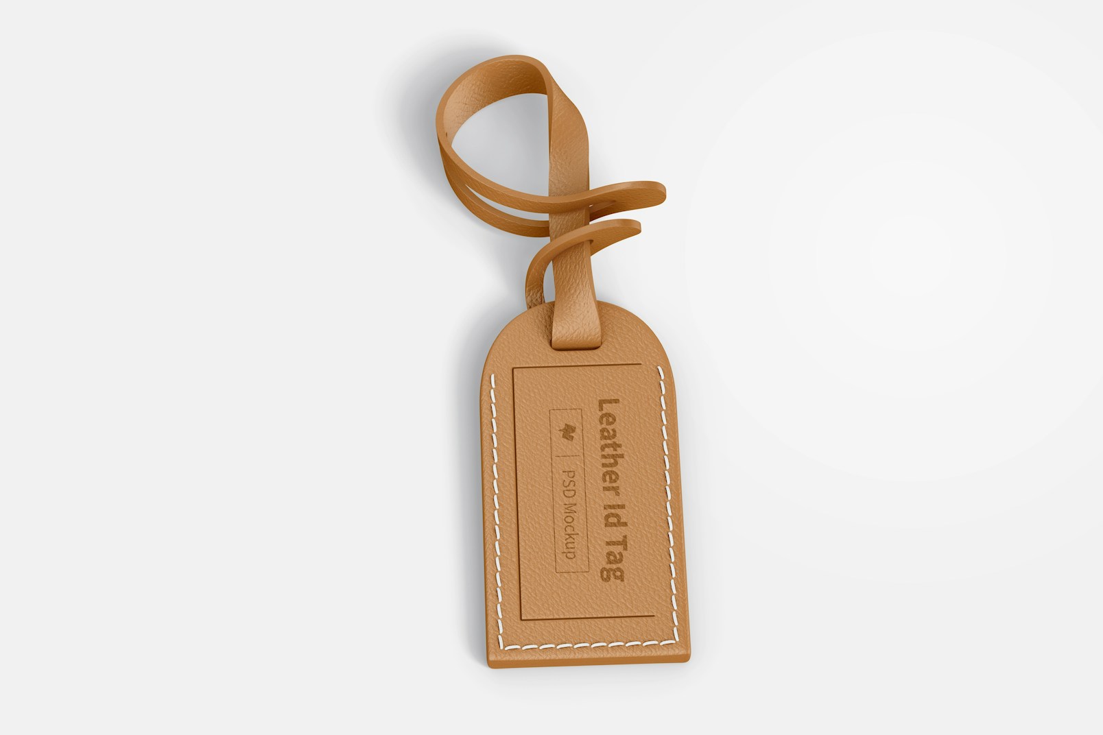 Leather ID Tag Mockup, Top View