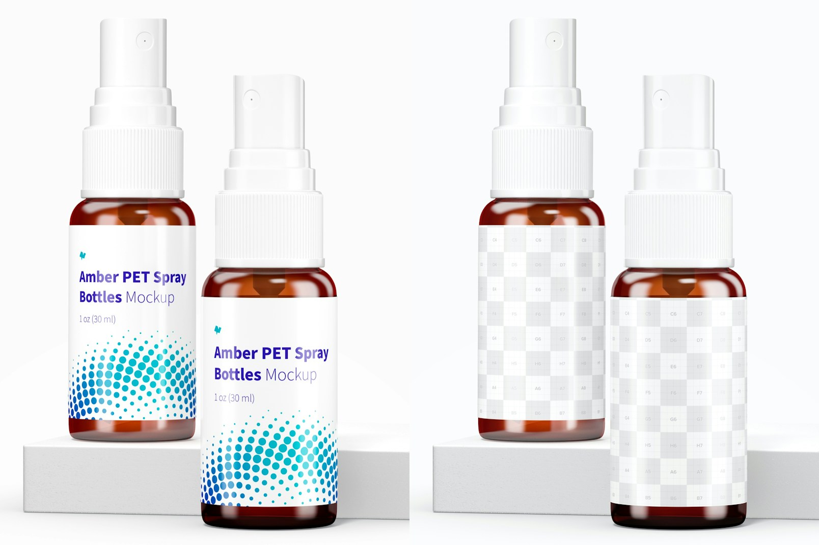 1 oz Amber PET Spray Bottles Mockup, Front View