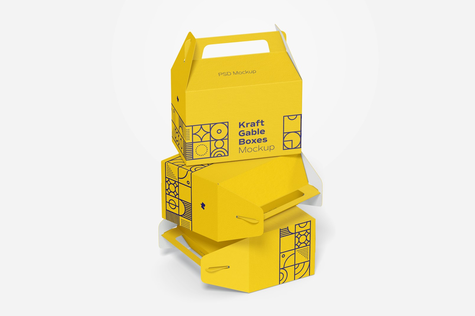 Kraft Gable Boxes Set Mockup