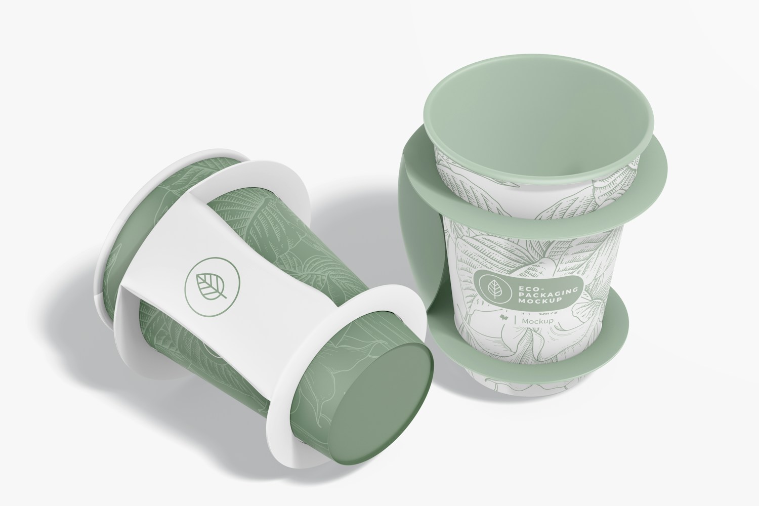 Coffee Cups with Handle Mockup, Side View