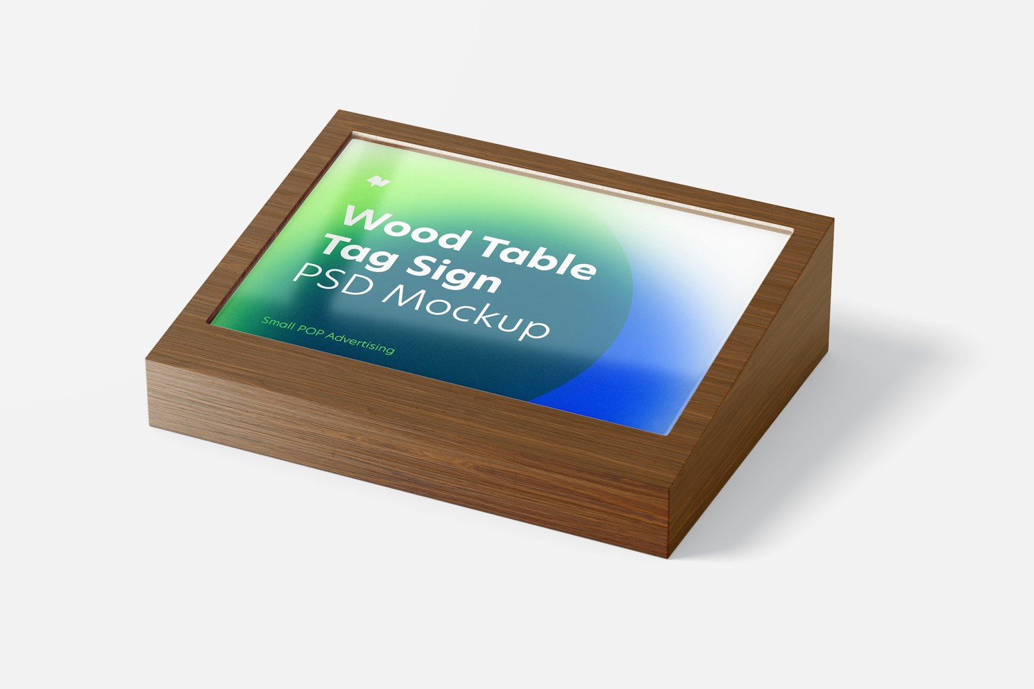 Wood Table Advertising Tag Sign Mockup