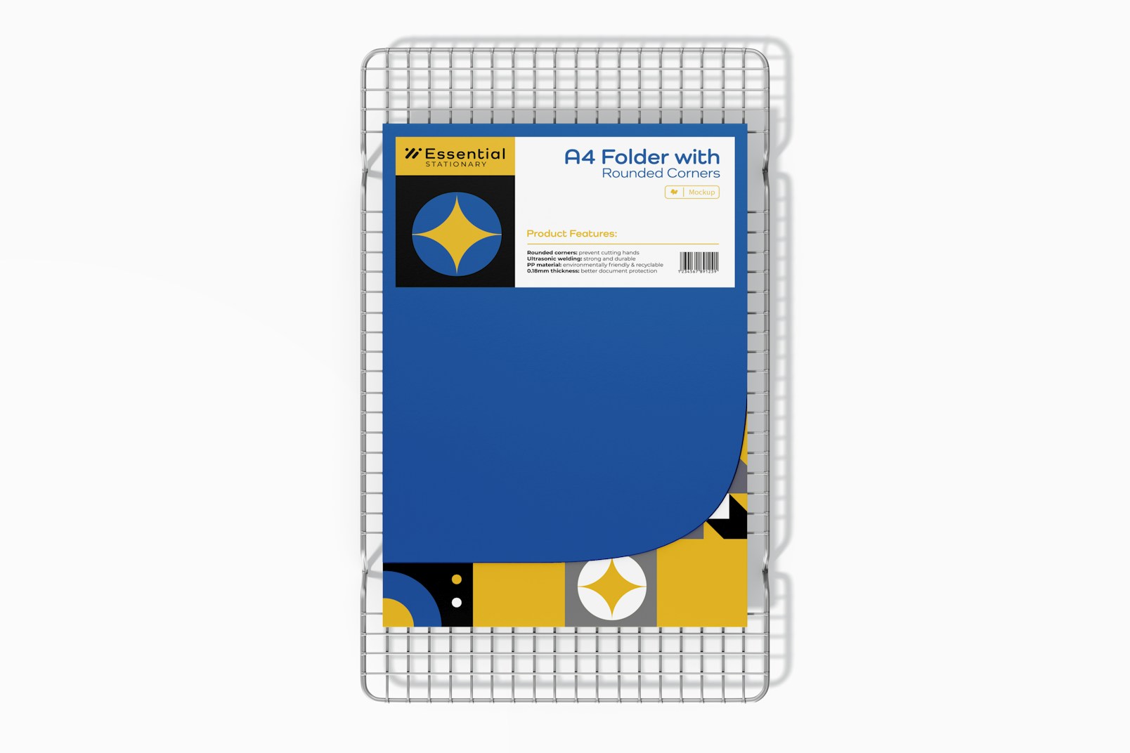 A4 Folder with Rounded Corners Mockup, Top View