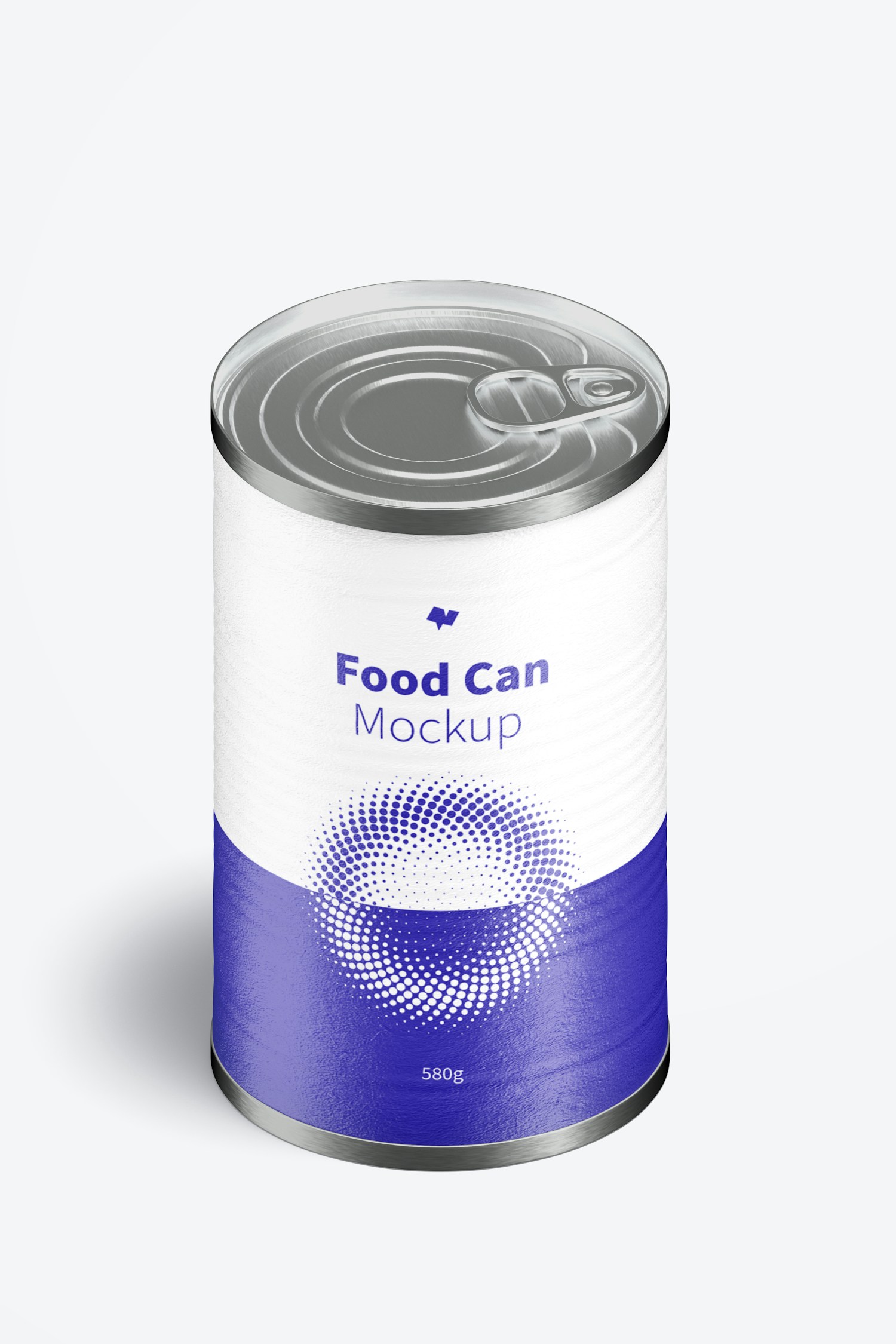 580g Food Can Mockup, Isometric View