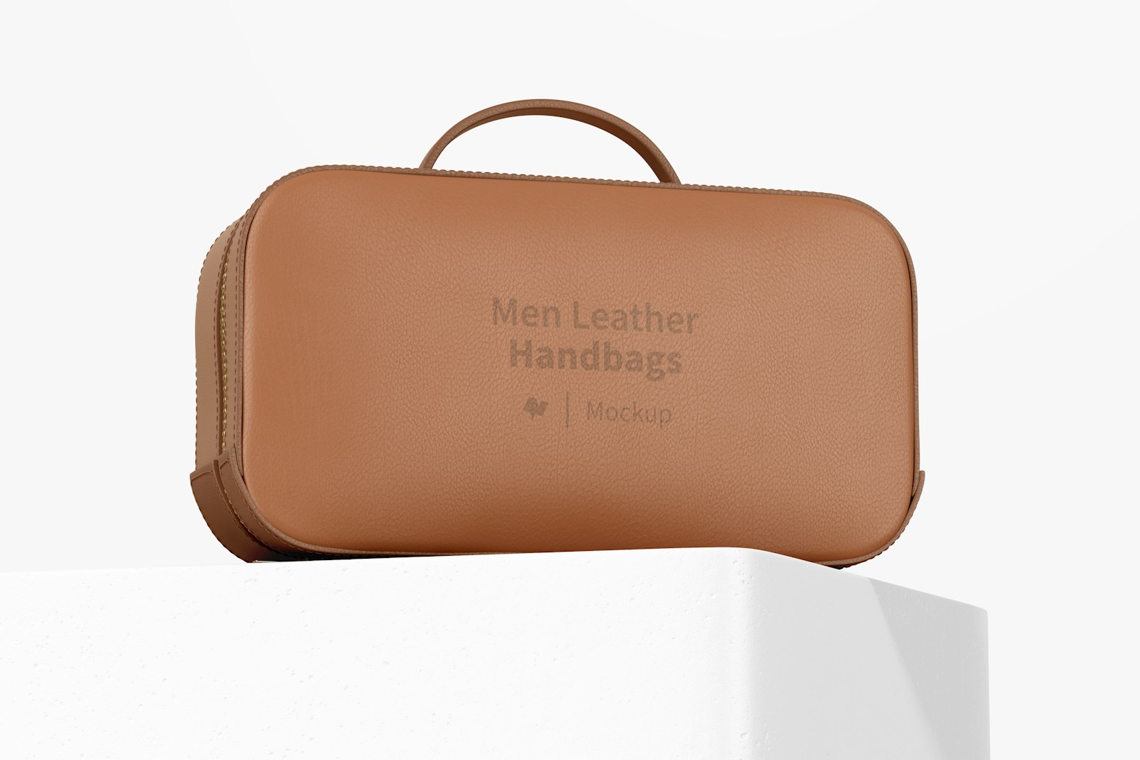 Men Leather Handbag Mockup, Low Angle View