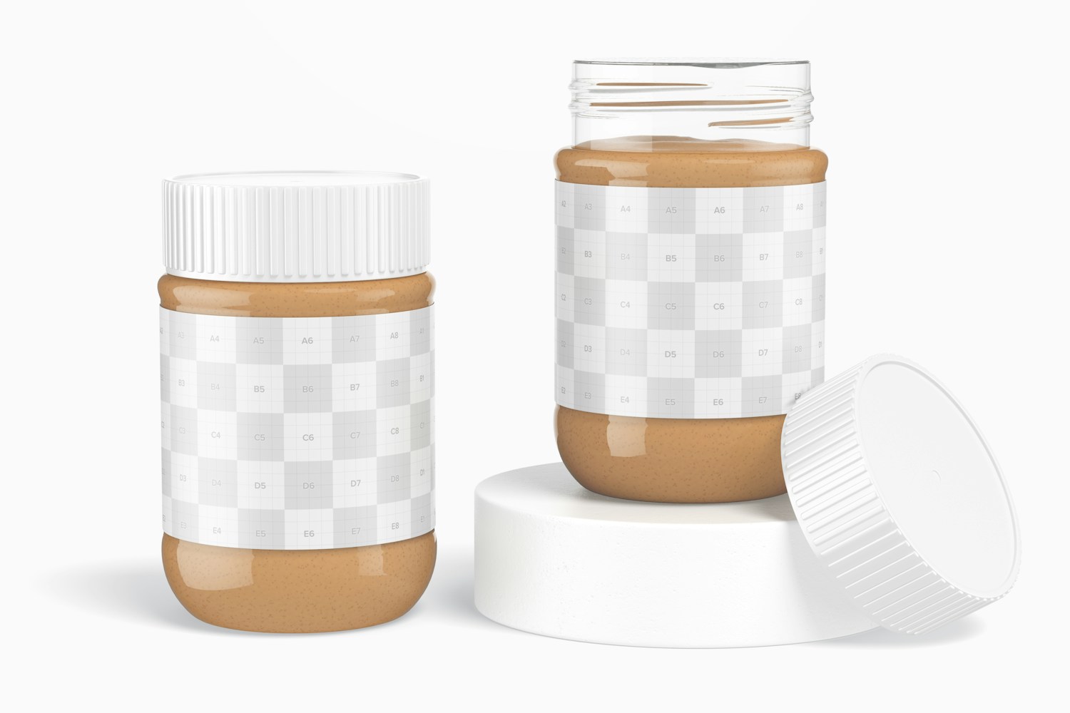12 oz Clear PET Peanut Butter Jar Mockup, Opened