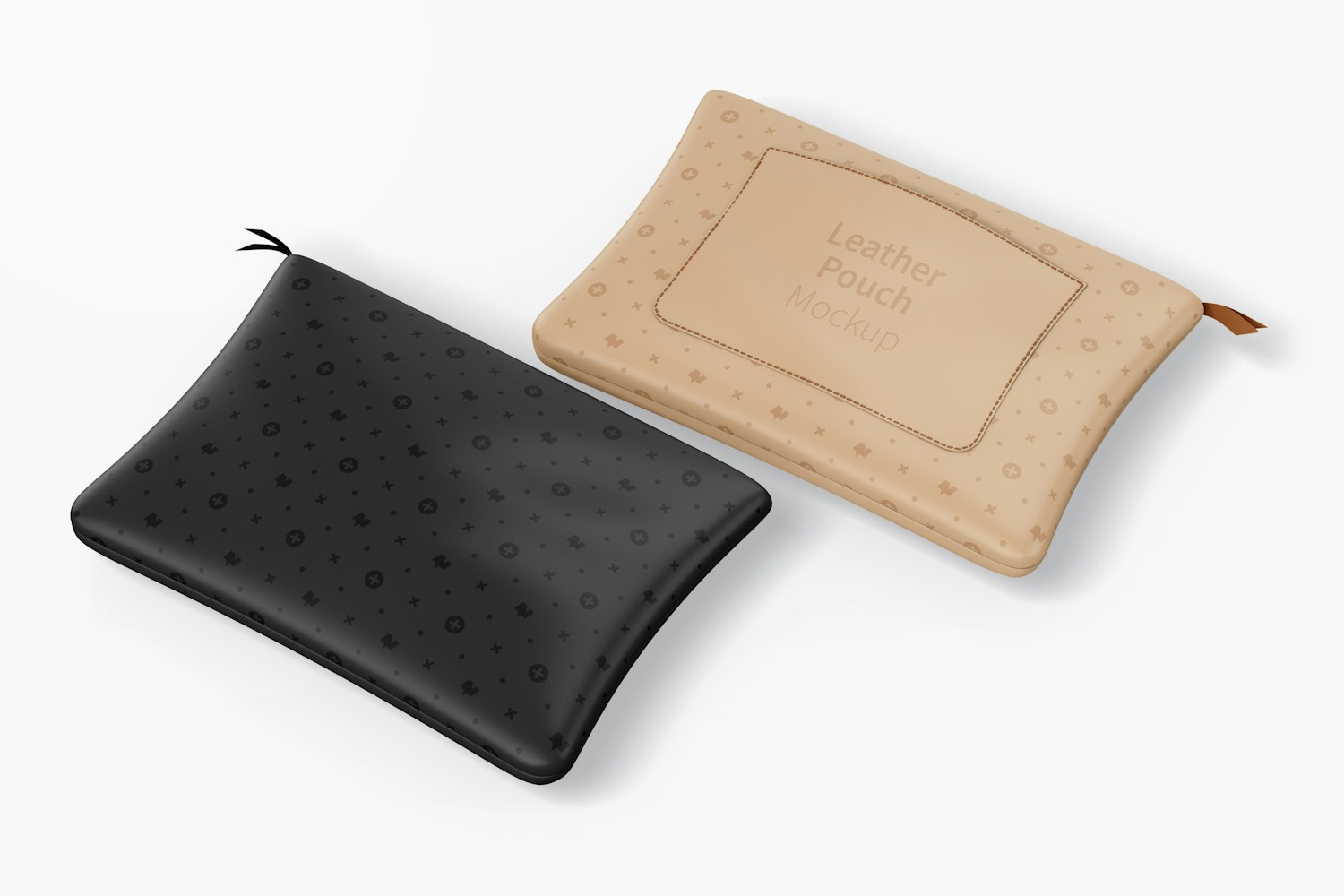 Leather Pouches Mockup, Dropped Leather Pouches Mockup, Dropped