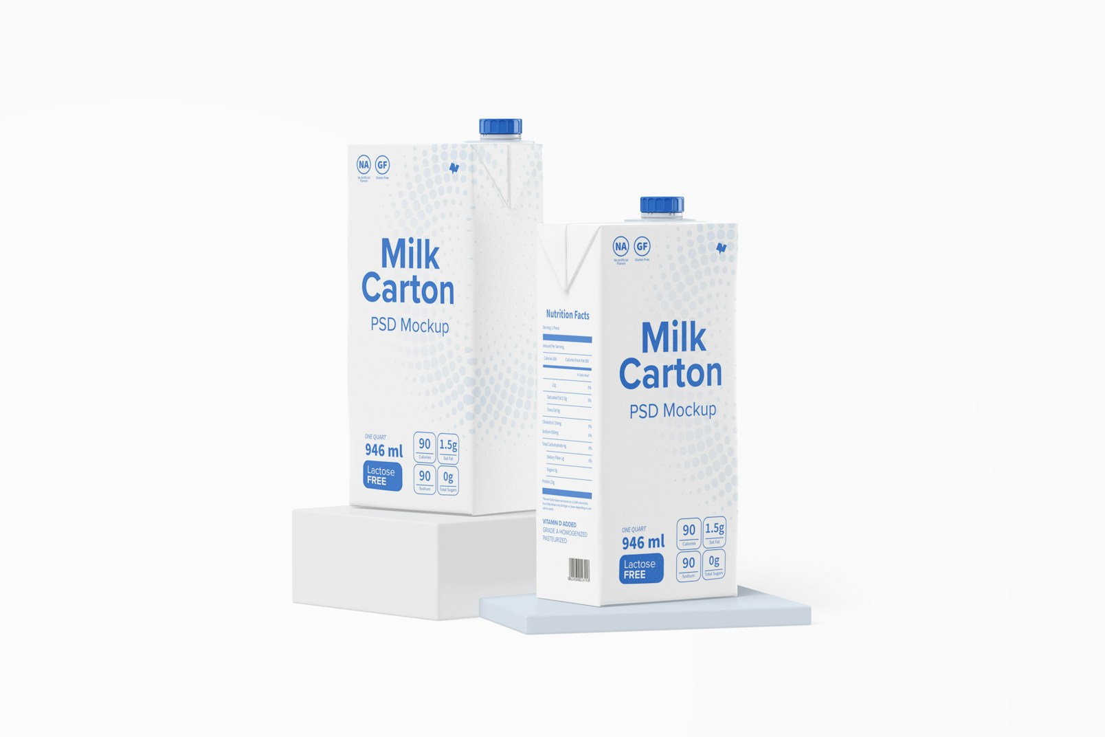 Milk Cartons Mockup, Perspective