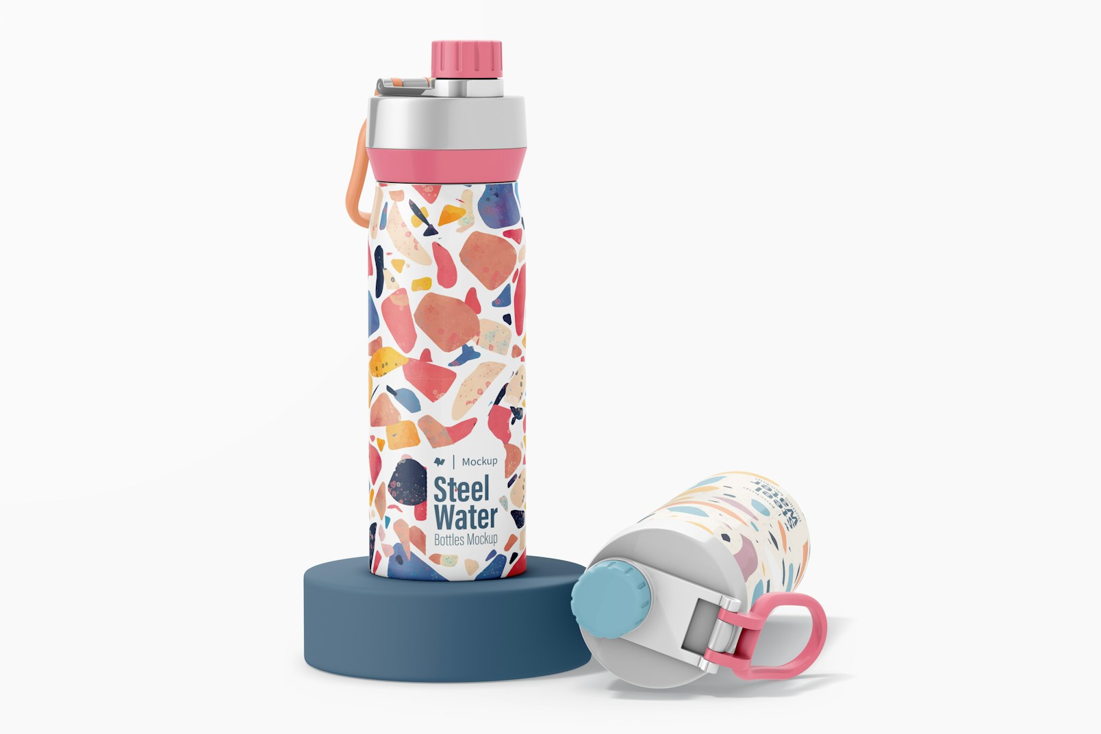 Large Water Bottle with Lid Mockup
