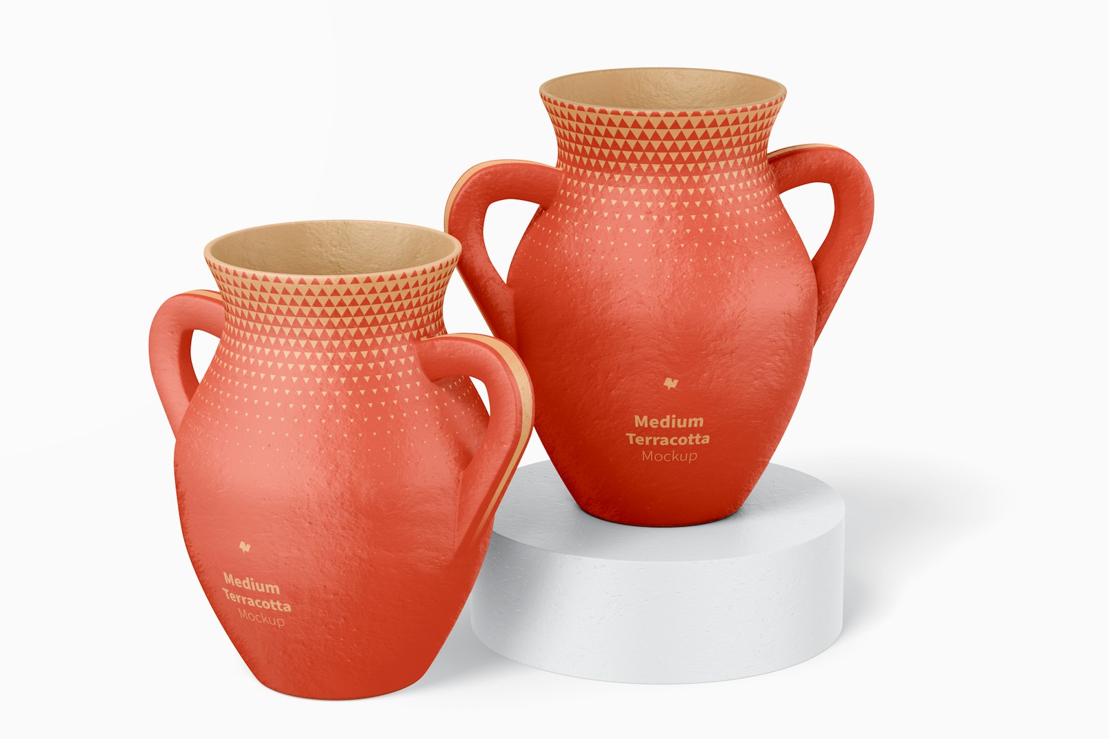 Medium Terracotta Vases with Handles Mockup, Front View