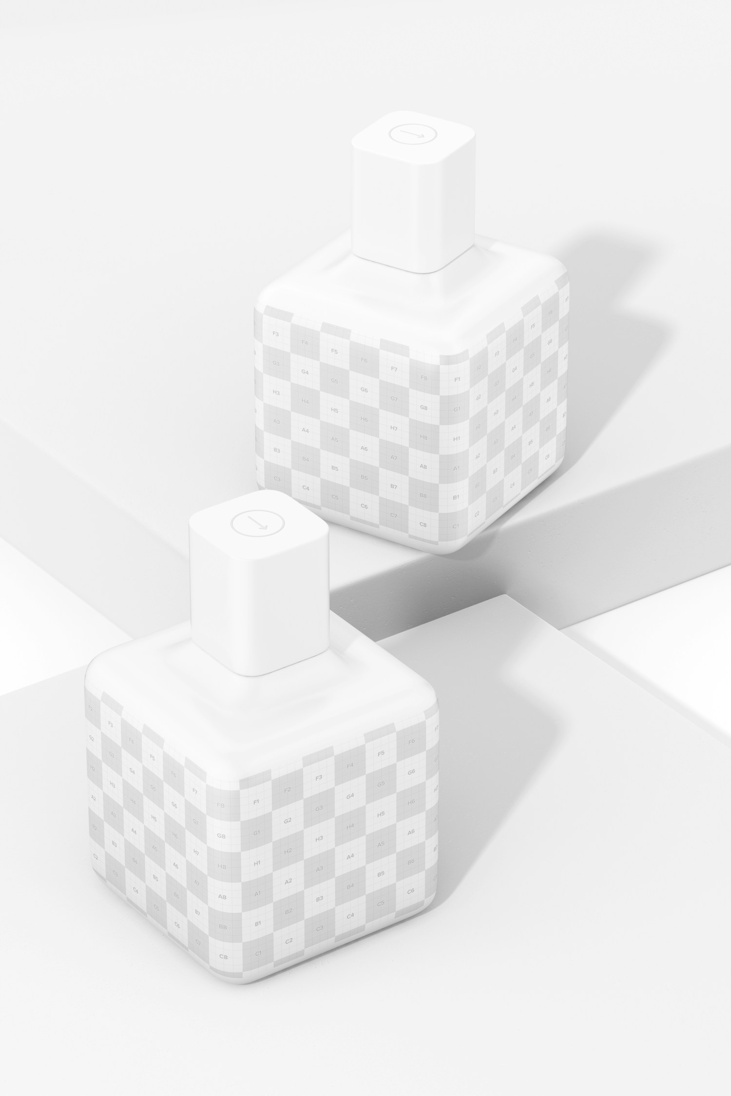 200 ml Square Lotion Bottle Mockup, Perspective