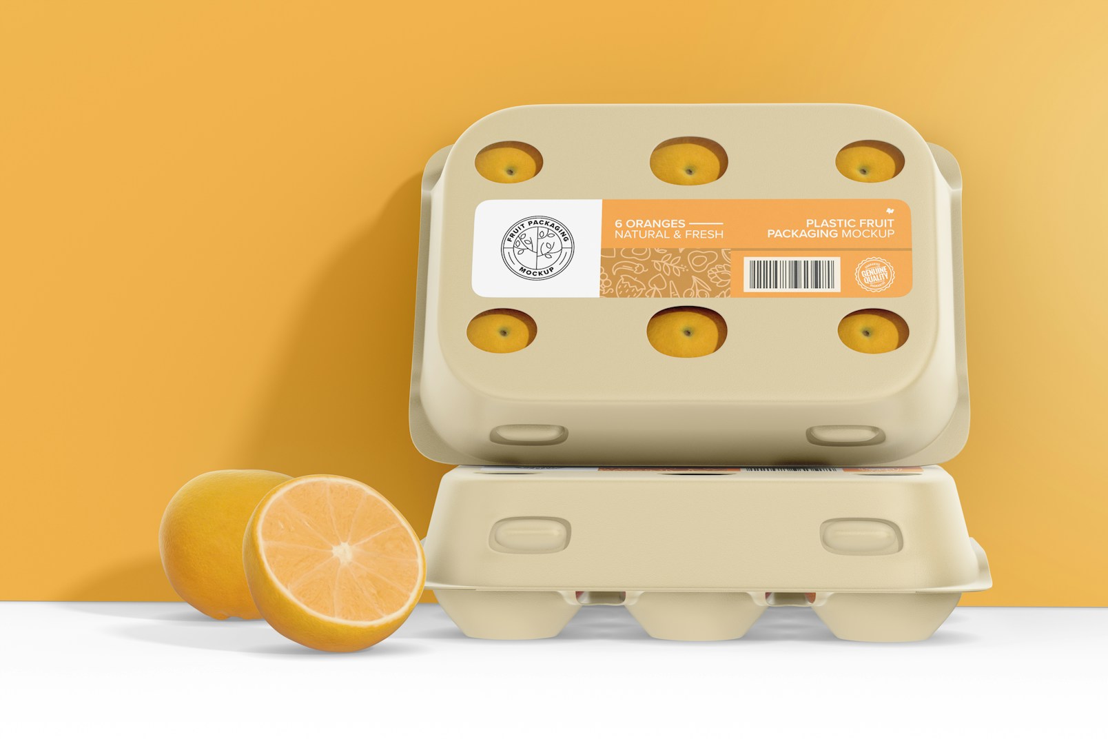 Plastic Fruit Packaging Mockup, Front View