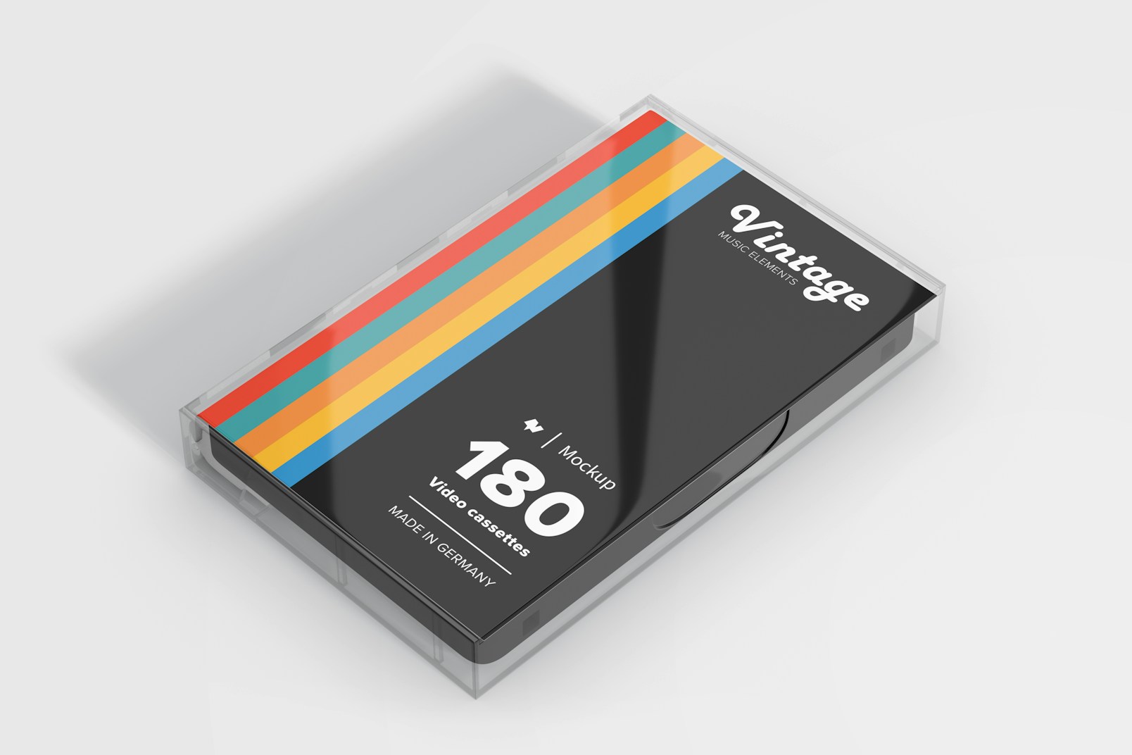 Cassette with Box Mockup, Perspective