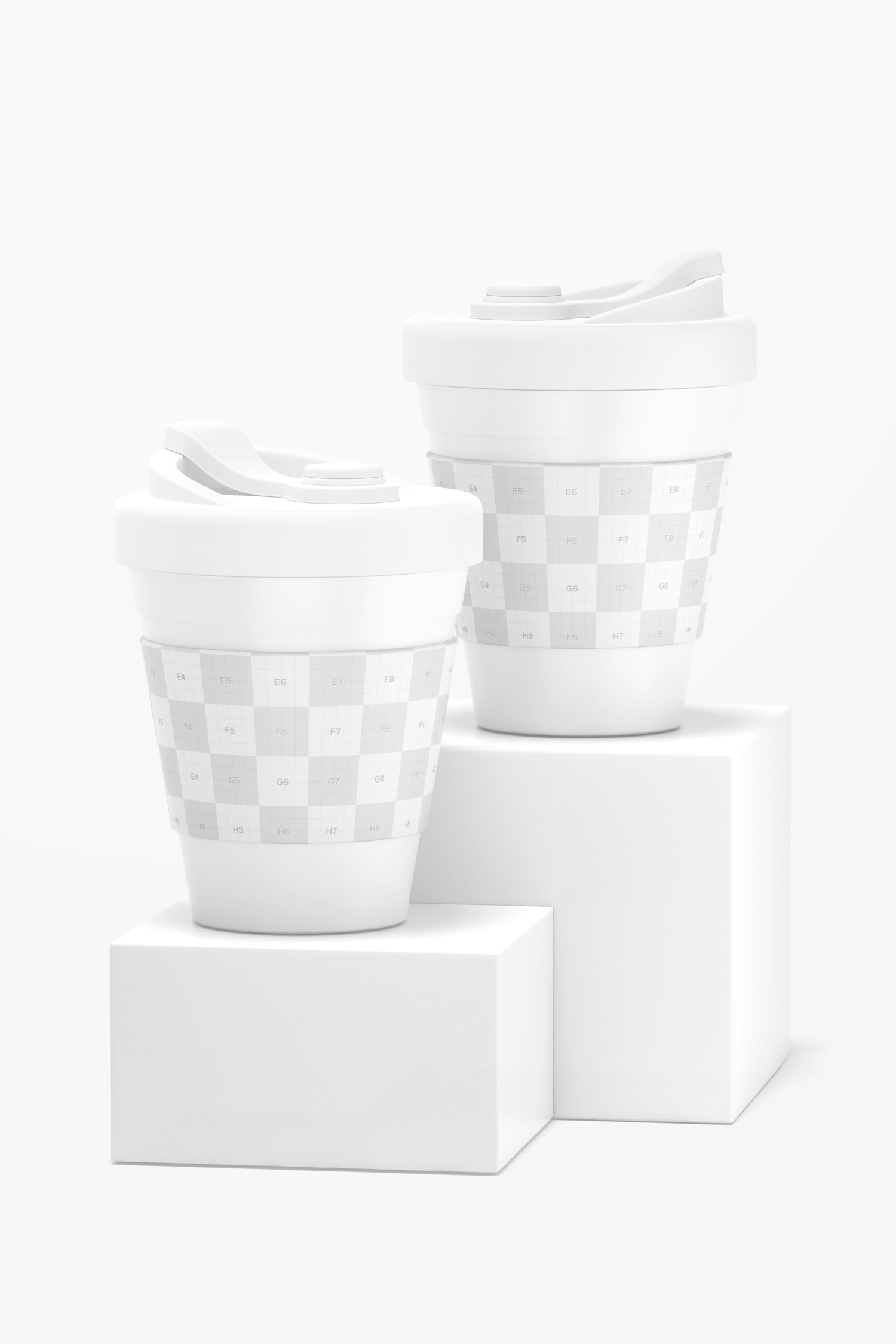 Coffee Cups with Lid Mockup, Front View