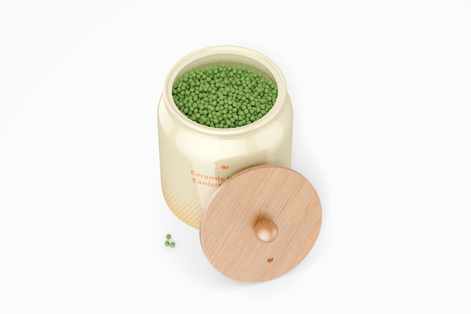Ceramic Kitchen Canister Mockup, Top View Ceramic Kitchen Canister Mockup, Top View