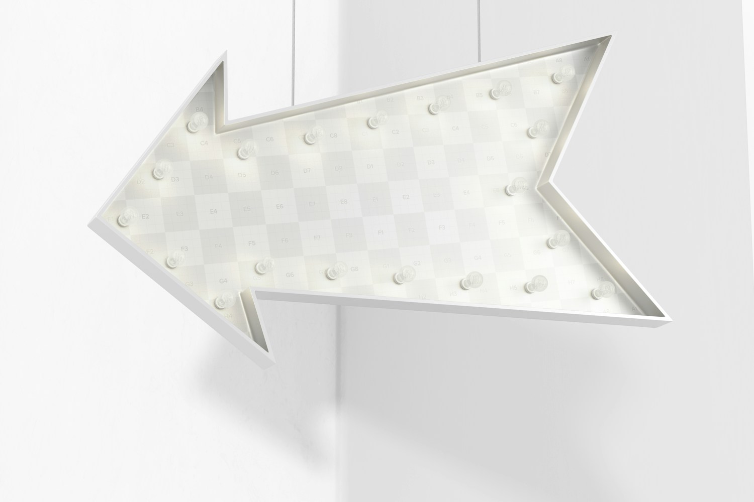 Luminous Arrow Promotional Sign on Stand Mockup, Hanging