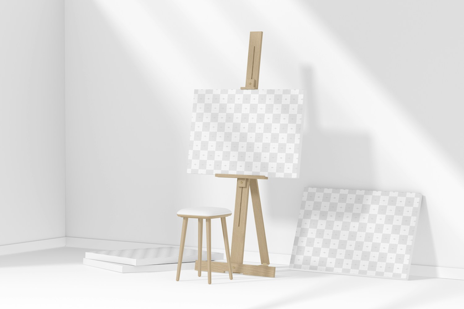Canvas with Easel Mockup, Leaned
